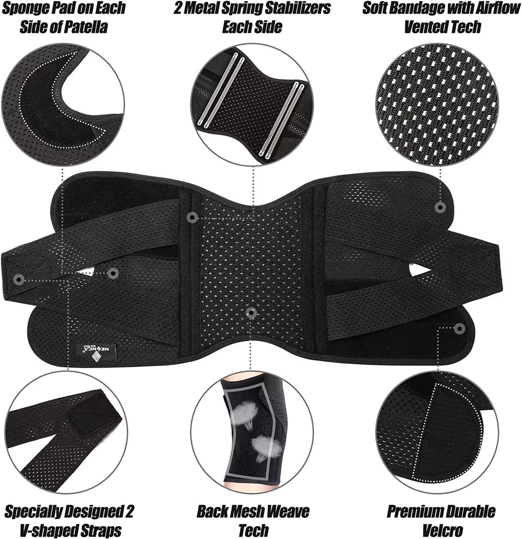 Knee Brace for Knee Pain Compression Knee Support with Air Mesh Fabric Side Stabilizers Meniscus Tear ACL Arthritis Relie